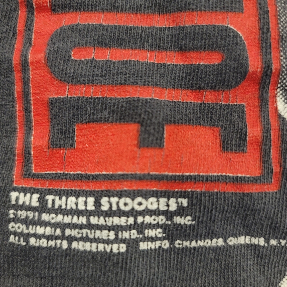 Vintage 1991 Three Stooges Moe Knows Softball Single Stitch T-Shirt Made in USA - Picture 3 of 8